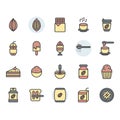 Cocoa icon and symbol set in. color outline design Royalty Free Stock Photo