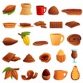 Cocoa icons set, cartoon style