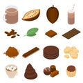 Cocoa icons set, isometric style