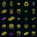 Cocoa icons set vector neon