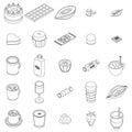 Cocoa icons set vector outline