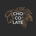 Cocoa label. Natural chocolate. Vector art card