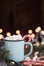 Cocoa with Marshmallows and Candy Canes Royalty Free Stock Photo