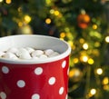 Cup of cocoa with marshmallows with defocoused lights Royalty Free Stock Photo