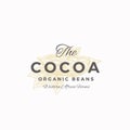 The Cocoa Organic Beans Abstract Vector Sign, Symbol or Logo Template. Elegant Cacao Bean Half Sillhouette with Leaves