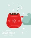 Cocoa party invitation template with decorative cup