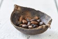 Cocoa Pod On White Wooden Table Royalty Free Stock Photo