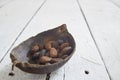 Cocoa Pod On White Wooden Table Royalty Free Stock Photo