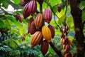 Cocoa pods on the tree