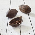 Cocoa Pods On White Wooden Table Royalty Free Stock Photo