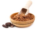 Cocoa powder and cacao beans Royalty Free Stock Photo