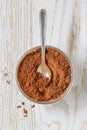 Cocoa powder with spoon Royalty Free Stock Photo
