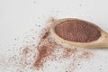 Cocoa powder in wooden spoon Royalty Free Stock Photo