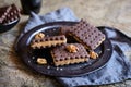 Cocoa sandwich biscuits stuffed with walnut and coffee filling