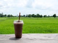 Cocoa smoothie by the fields Royalty Free Stock Photo