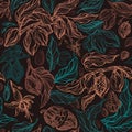 Cocoa vintage seamless pattern. Vector antique art Royalty Free Stock Photo