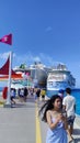 CocoCay Bahamas, April 14 2022 Royal Caribbean cruise ships are docked in the port of CocoCay Bahamas Royalty Free Stock Photo