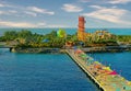 Colorful Pier of CocoCay Bahamas to Island