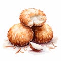 Coconut Balls Watercolor Illustration: Traditional Vietnamese Style