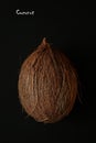 Coconut on a black background
