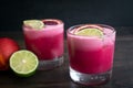 Coconut Blood Orange Margaritas with Garnish Royalty Free Stock Photo