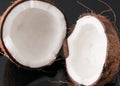 Coconut broken in half