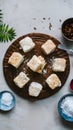 Coconut burfi on white background, a beloved Indian sweet Royalty Free Stock Photo