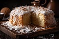 Coconut cake bakery closeup. Generate Ai
