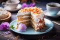 Coconut Cake close up food photography Royalty Free Stock Photo
