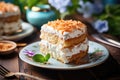 Coconut Cake close up food photography Royalty Free Stock Photo