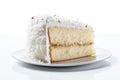 Coconut Cake, White Dessert, Frosting Vanilla Torte Slice, Abstract Generative AI Illustration