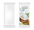 Coconut chocolate isolated template Vector realistic. Product packaging label design. 3d detailed illustrations