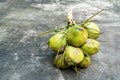 Coconut cluster On the cement floor,Thailand Royalty Free Stock Photo