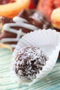 Coconut-coated chocolate ball Royalty Free Stock Photo