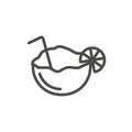 Coconut cocktail icon vector. Line summer fresh drink symbol iso Royalty Free Stock Photo