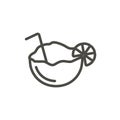 Coconut cocktail icon vector. Line summer fresh drink symbol isolated. Trendy flat outline ui sign Royalty Free Stock Photo