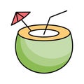 Coconut cocktail, Isolated Vector icon which can easily modify or edit Royalty Free Stock Photo