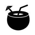 Coconut cocktail, Isolated Vector icon which can easily modify or edit Royalty Free Stock Photo