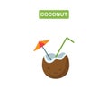 Coconut Cocktail Line Icon.