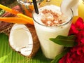 Coconut Cocktail with tropical Fruits Royalty Free Stock Photo