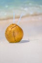 Coconut coctail on the beach