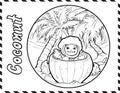 Coconut Coloring Page for Kids