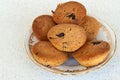 Coconut cookies with chocolate chips on a plate - close up