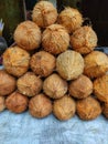 coconut without cover arranged beautifuly for sale