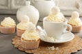 Coconut cupcakes with white frosting Royalty Free Stock Photo