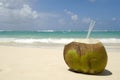 Coconut drink on exotic beach