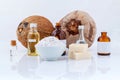 Coconut essential Oils natural Spa Ingredients for scrub Royalty Free Stock Photo