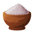 Coconut Flakes Piled in Brown Bowl Vector Illustration