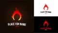 Coconut and flames of fire. Hookah coconut charcoal concept. Logo or emblem template