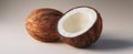 The Coconut with a Fresh Cut Edge Showcasing its White Interior AI generated image Royalty Free Stock Photo